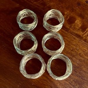 Handmade Round Mesh Napkin Rings Holder for Dinning Table, Set of 6 Gold